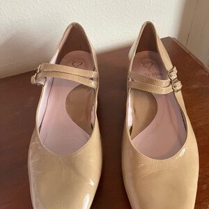 Sole Bliss Women's Beige Patent Mary Jane Flats